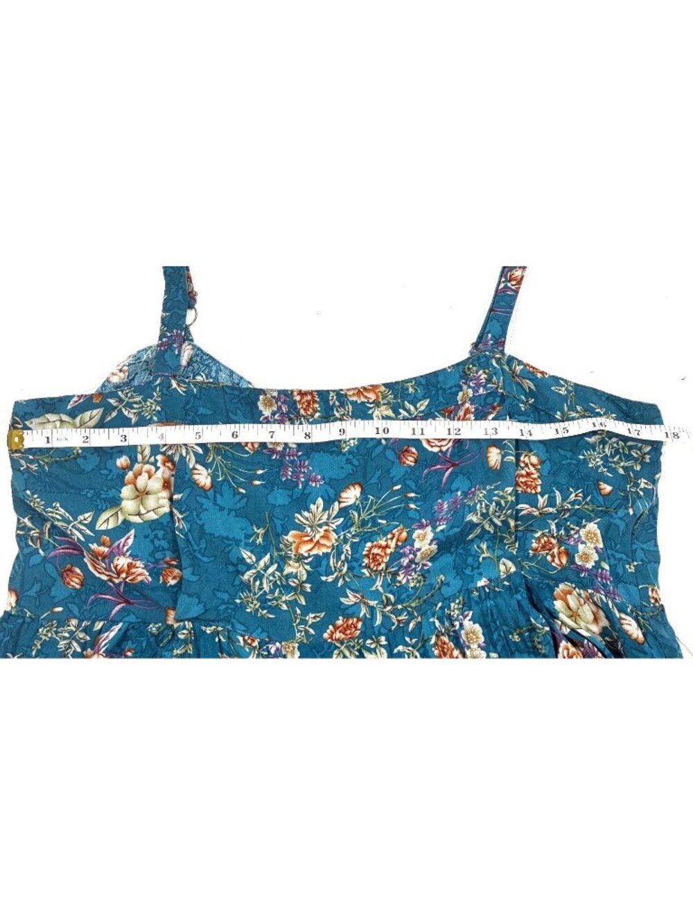 Natural Life Blue Floral Maxi sundress Adjustable Straps & back Button Detail L - Picture 7 of 11